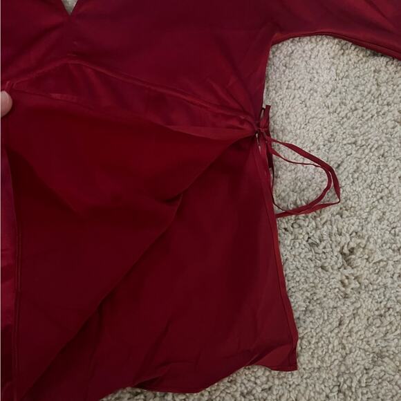 Elizabeth and James Ophelie Red Satin Silk Blouse - Picture 5 of 9